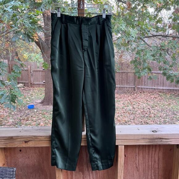 Jason Wu Women's Dark Green Satin Pants Size 2 - Picture 1 of 9